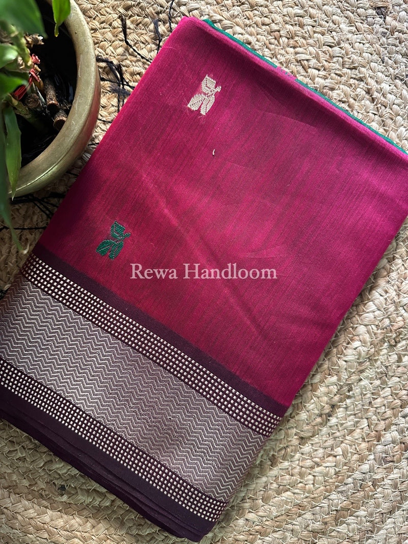 Maheshwari Magenta Resham Thread Butti Saree RBS37