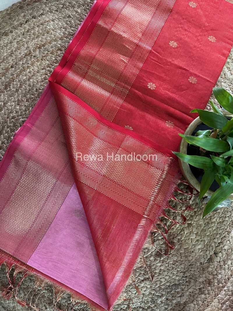 Maheshwari Baby Pink Tissue Butti Saree TBBS088