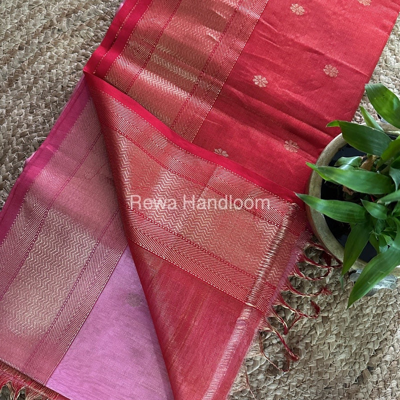 Maheshwari Baby Pink Tissue Butti Saree TBBS088