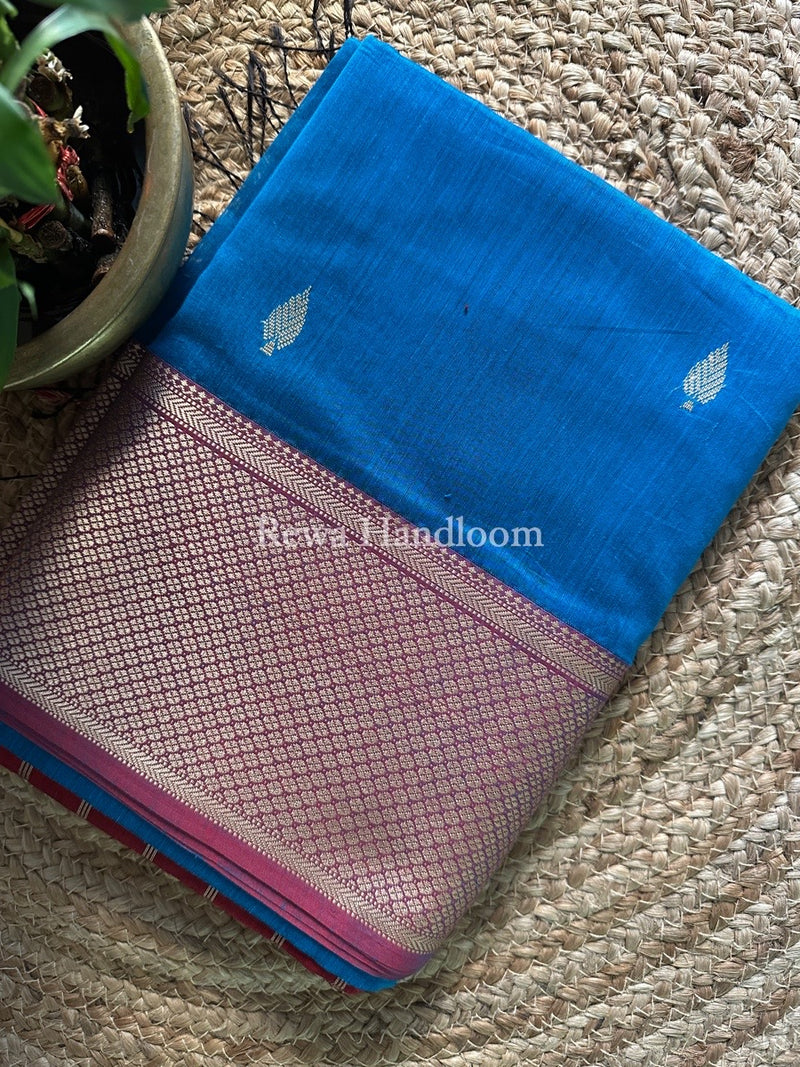 Maheshwari Blue Resham Thread Butti Saree RBS38