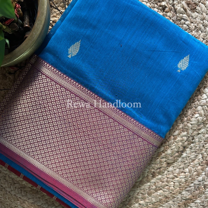 Maheshwari Blue Resham Thread Butti Saree RBS38