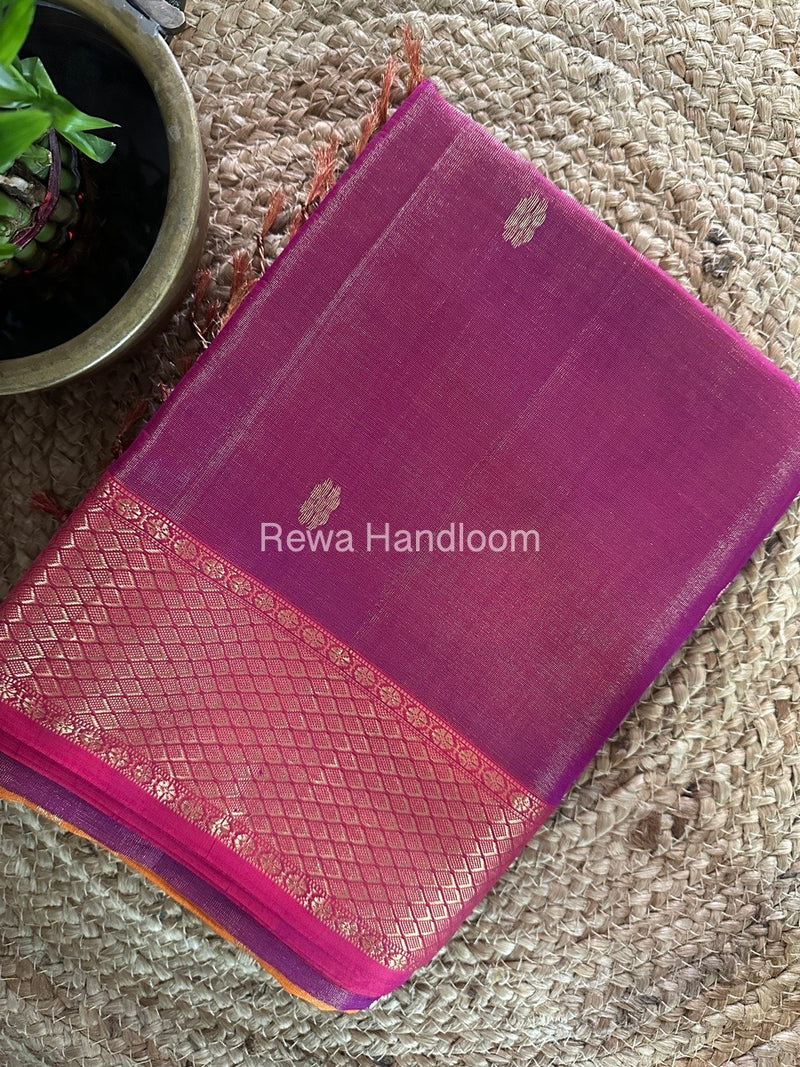 Maheshwari Magenta Tissue Butti Saree TBBS086