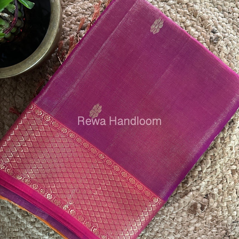 Maheshwari Magenta Tissue Butti Saree TBBS086