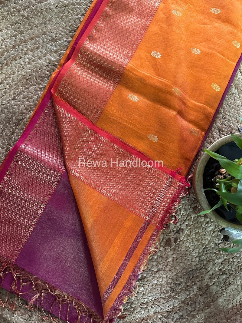 Maheshwari Magenta Tissue Butti Saree TBBS086