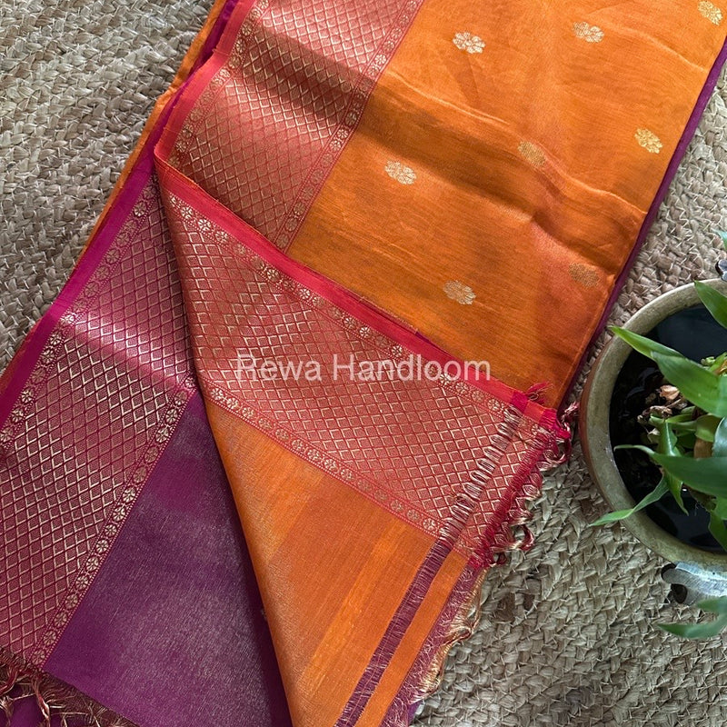 Maheshwari Magenta Tissue Butti Saree TBBS086