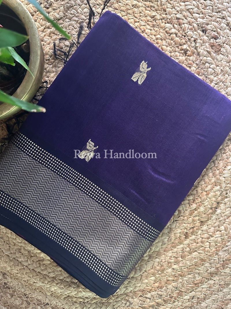 Maheshwari Dark Purple Resham Thread Butti Saree RBS41