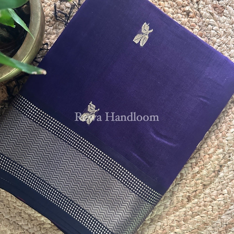 Maheshwari Dark Purple Resham Thread Butti Saree RBS41