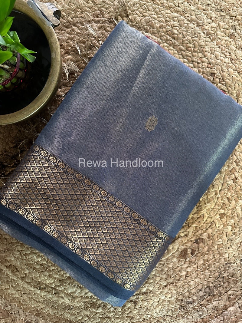 Maheshwari Grey Tissue Butti Saree TBBS085