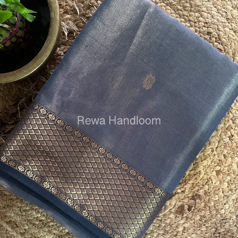 Maheshwari Grey Tissue Butti Saree TBBS085