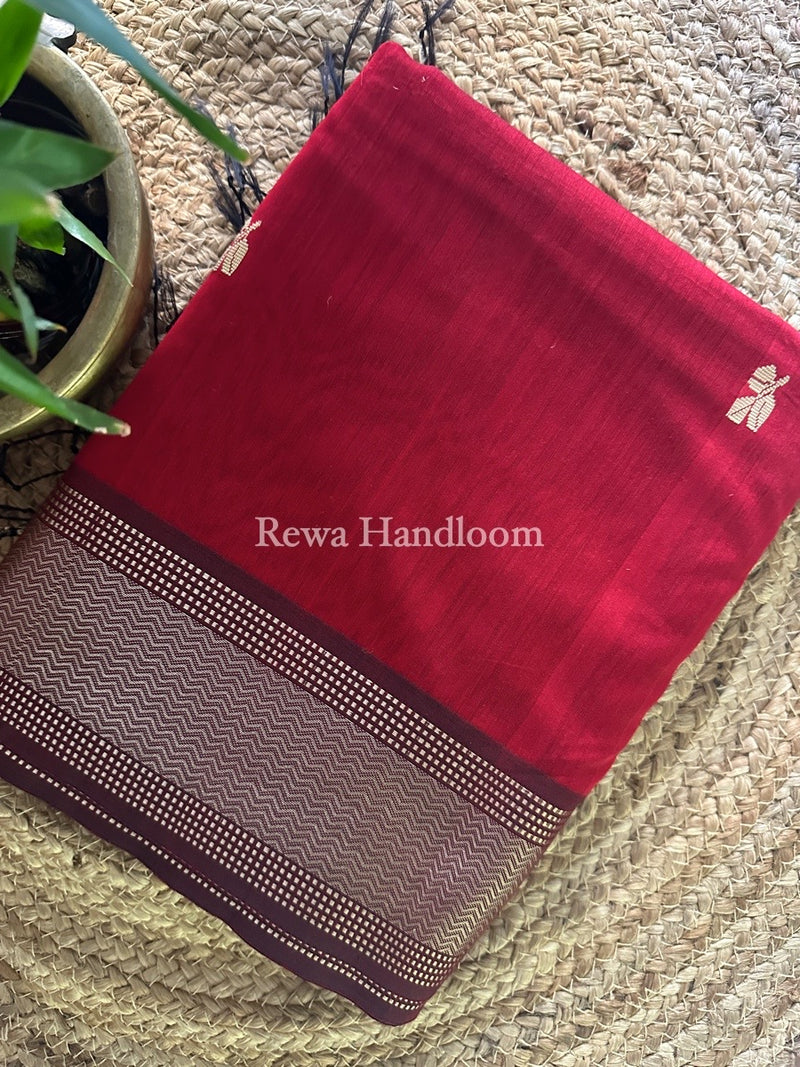 Maheshwari Red Resham Thread Butti Saree RBS42