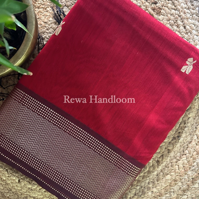 Maheshwari Red Resham Thread Butti Saree RBS42