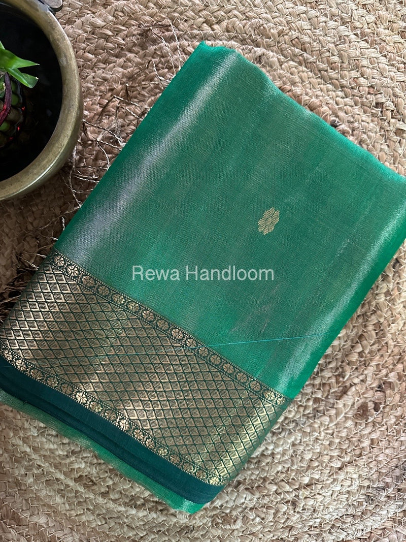 Maheshwari Green Tissue Butti Saree TBBS084