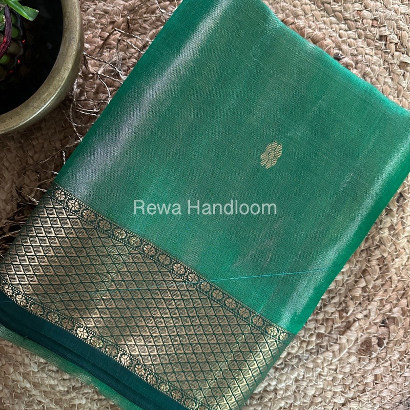 Maheshwari Green Tissue Butti Saree TBBS084