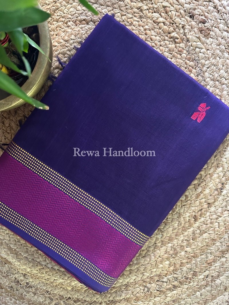 Maheshwari Dark Purple Resham Thread Butti Saree RBS44