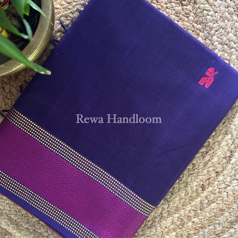 Maheshwari Dark Purple Resham Thread Butti Saree RBS44