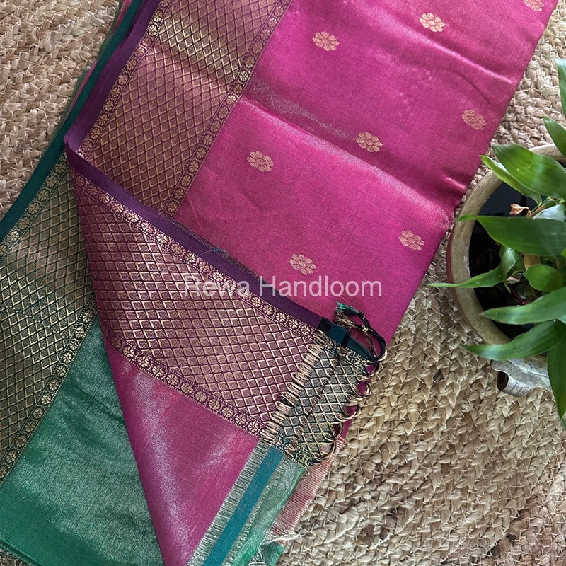 Maheshwari Green Tissue Butti Saree TBBS084