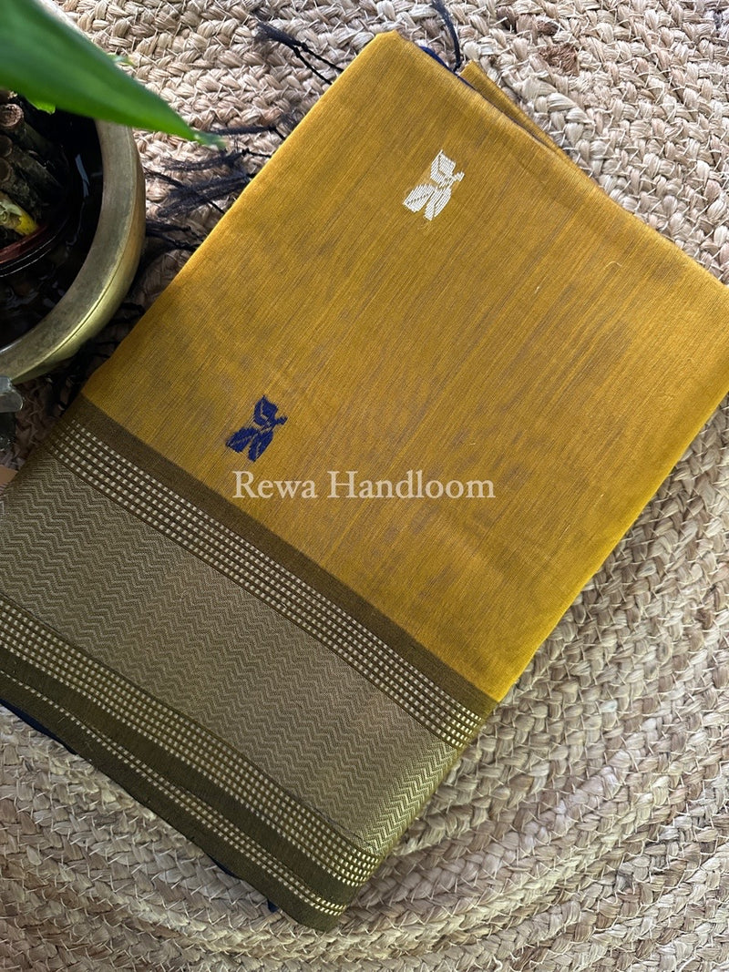 Maheshwari Mustard Resham Thread Butti Saree RBS43