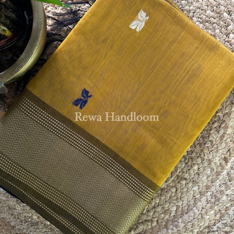 Maheshwari Mustard Resham Thread Butti Saree RBS43