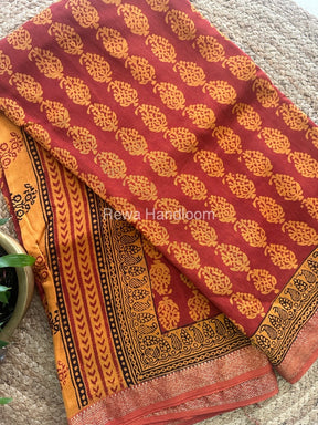 Maheshwari Bagh Print Small Border Saree