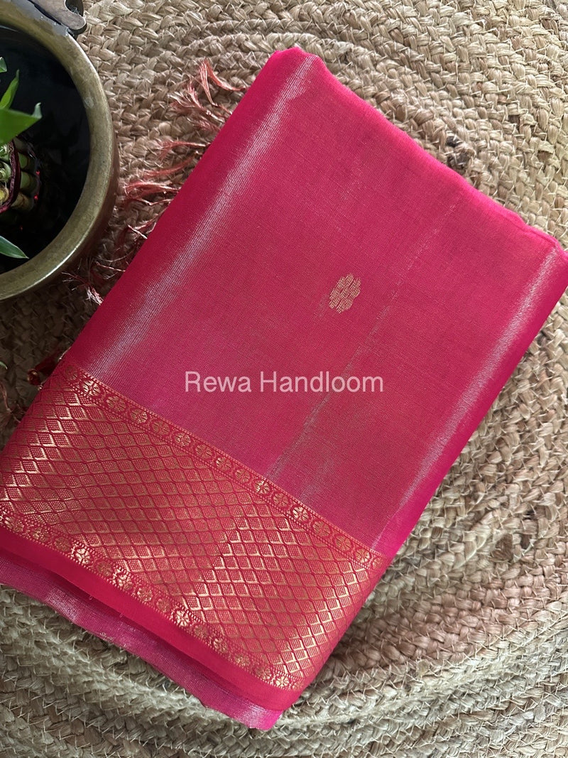 Maheshwari Rani Pink Tissue Silk Saree TFBS011