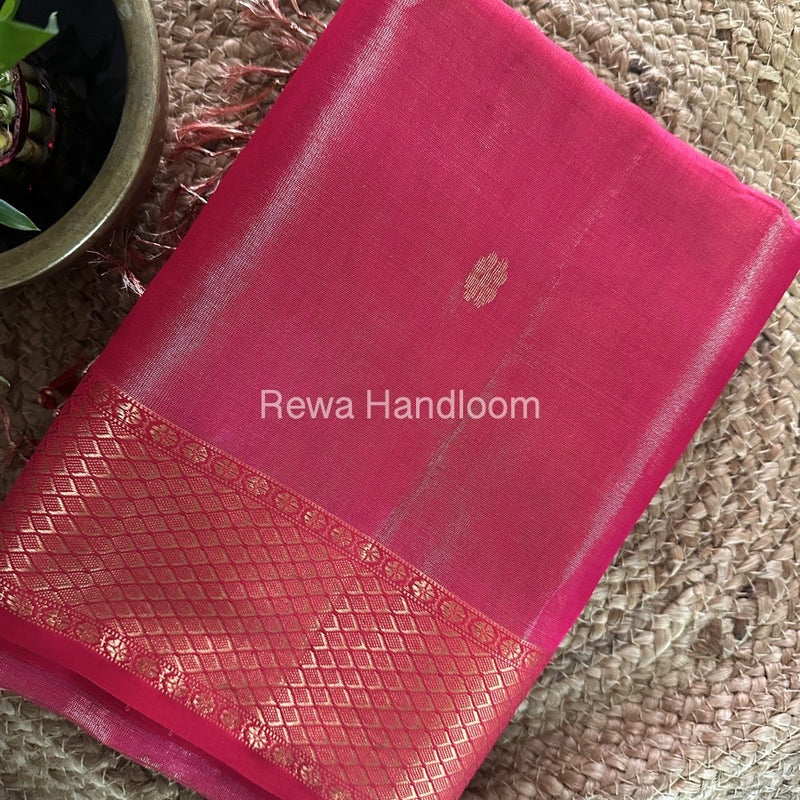 Maheshwari Rani Pink Tissue Silk Saree TFBS011