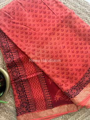 Maheshwari Bagh Print Small Border Saree