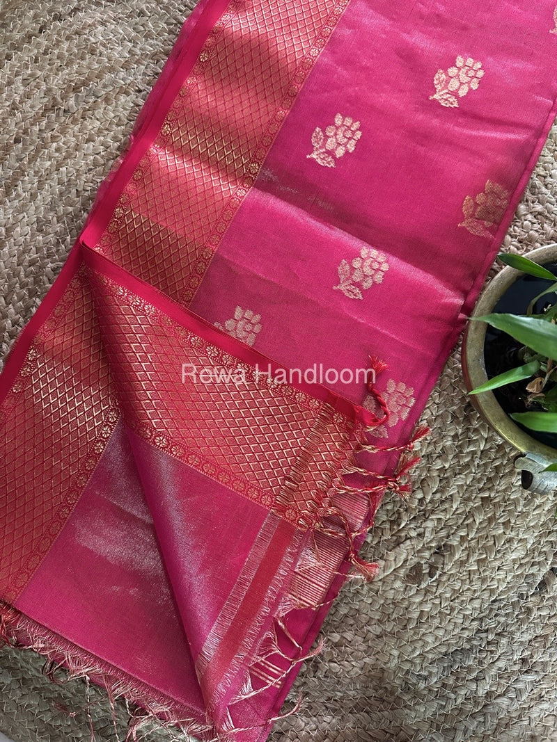 Maheshwari Rani Pink Tissue Silk Saree TFBS011