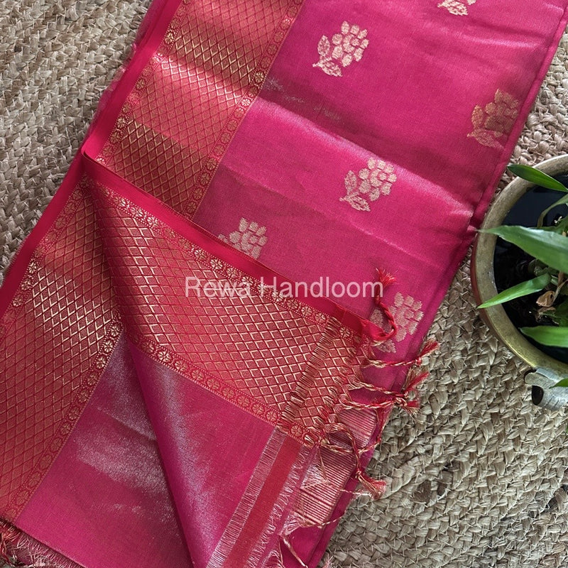 Maheshwari Rani Pink Tissue Silk Saree TFBS011