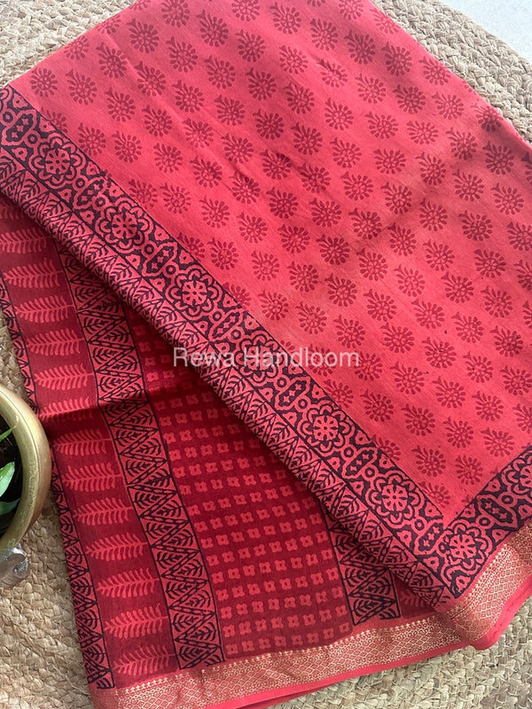 Maheshwari Bagh Print Small Border Saree