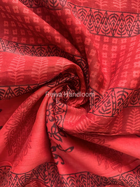 Maheshwari Fuchsia Red Bagh Print Small Border Saree MTBS038