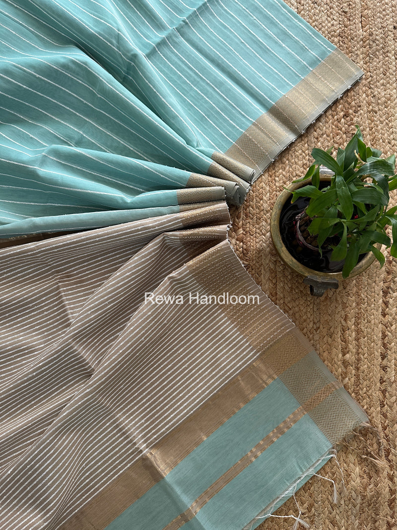 Maheshwari Light Aqua Green Gichha Thread Lining Saree GTLS070