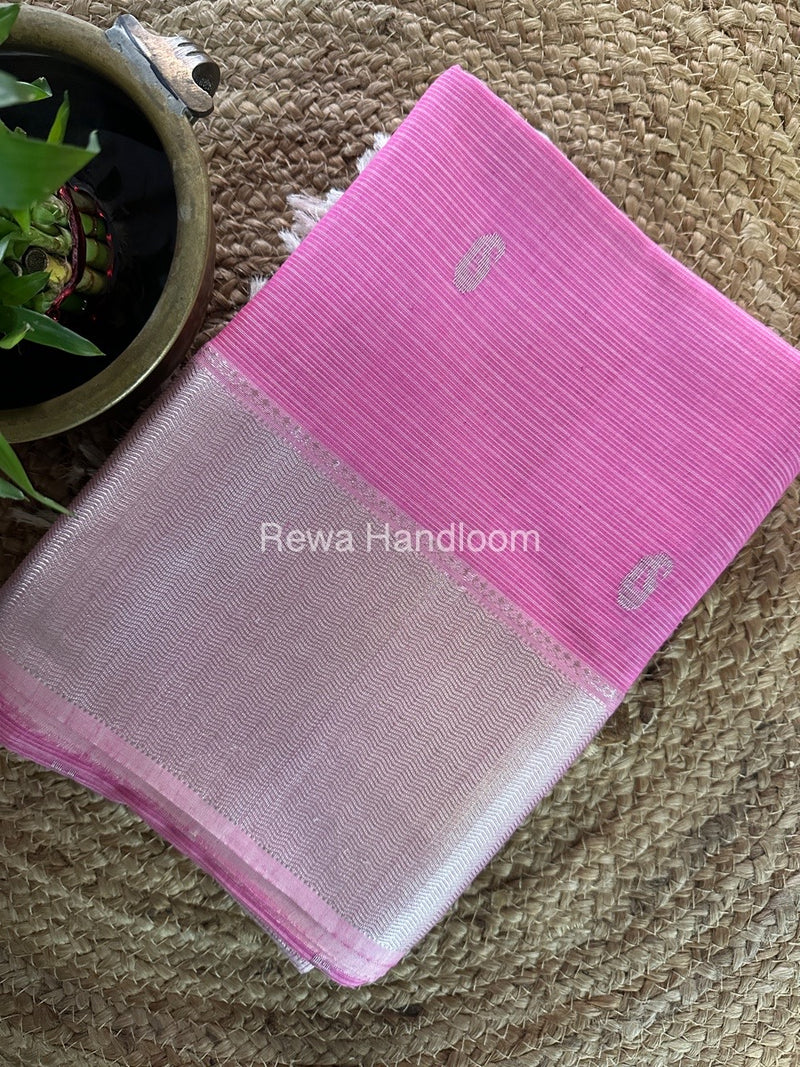 Maheshwari Pink Silver Butti Saree SBP001