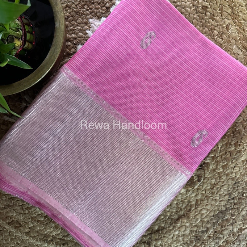 Maheshwari Pink Silver Butti Saree SBP001