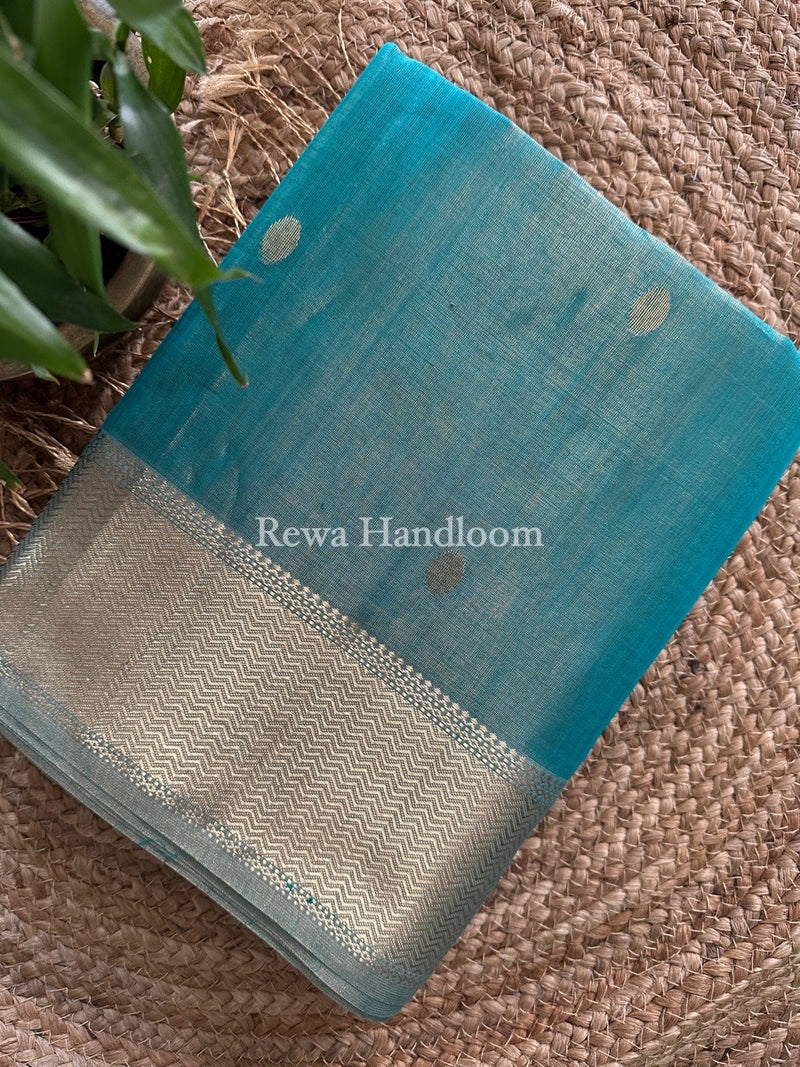 Maheshwari Sea Green Tissue Butti Saree TBBS042