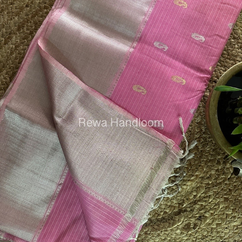 Maheshwari Pink Silver Butti Saree SBP001