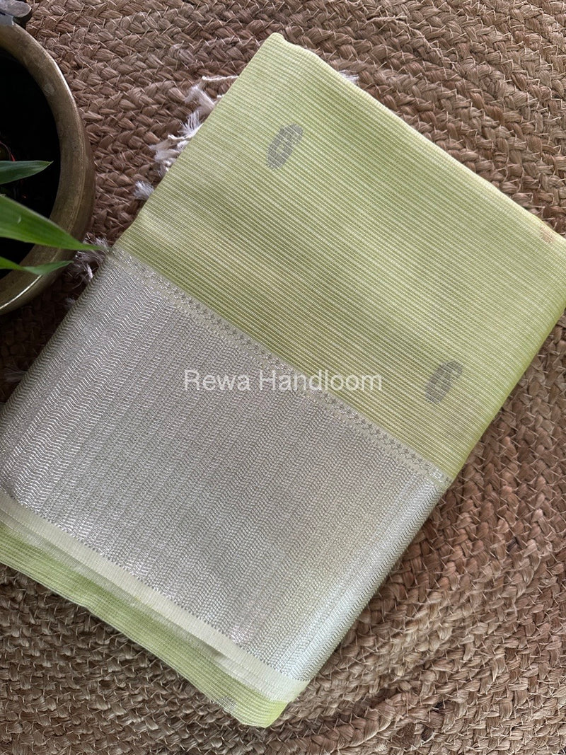 Maheshwari Light Parrot Green Silver Butti Saree SBP003
