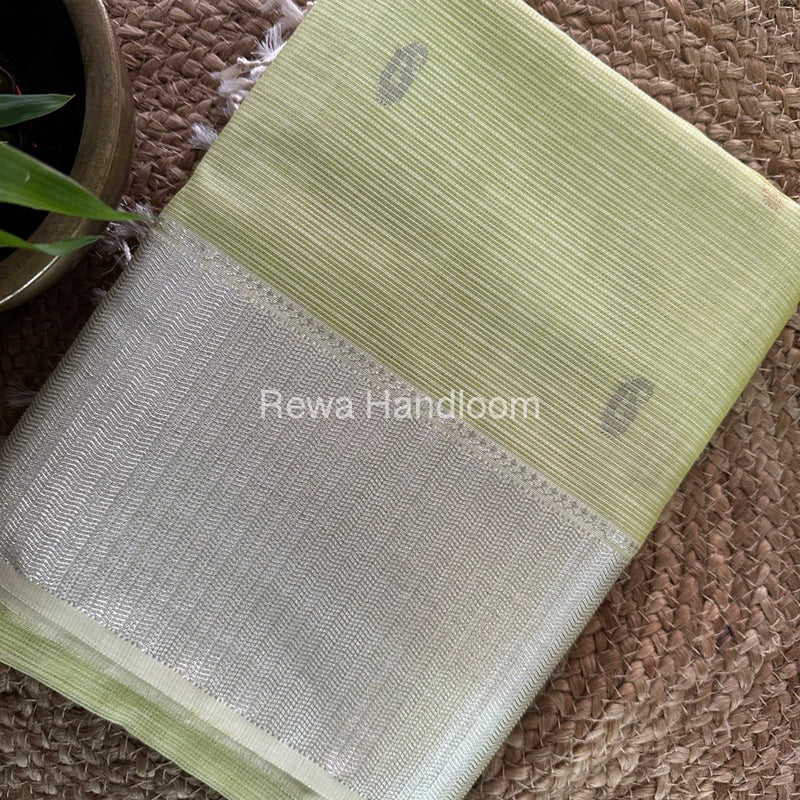 Maheshwari Light Parrot Green Silver Butti Saree SBP003