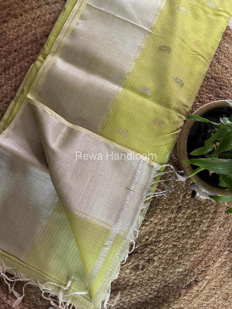Maheshwari Light Parrot Green Silver Butti Saree SBP003