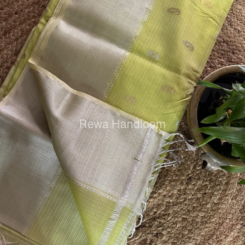 Maheshwari Light Parrot Green Silver Butti Saree SBP003