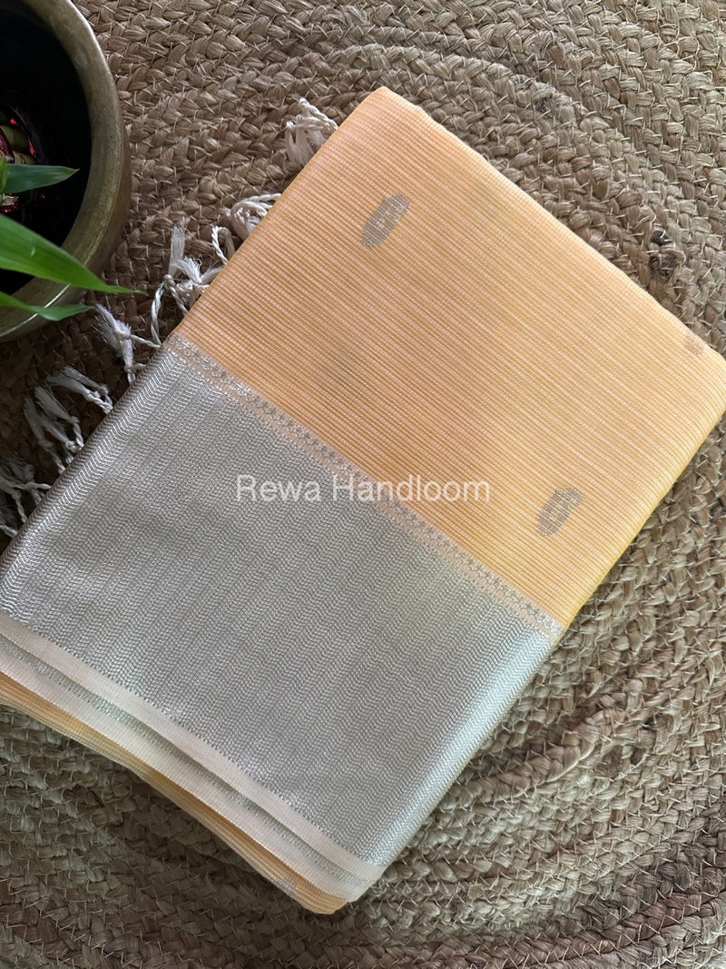 Maheshwari Light Orange Silver Butti Saree SBP002