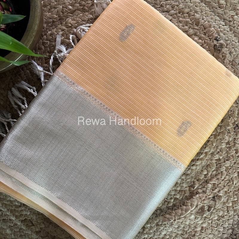 Maheshwari Light Orange Silver Butti Saree SBP002