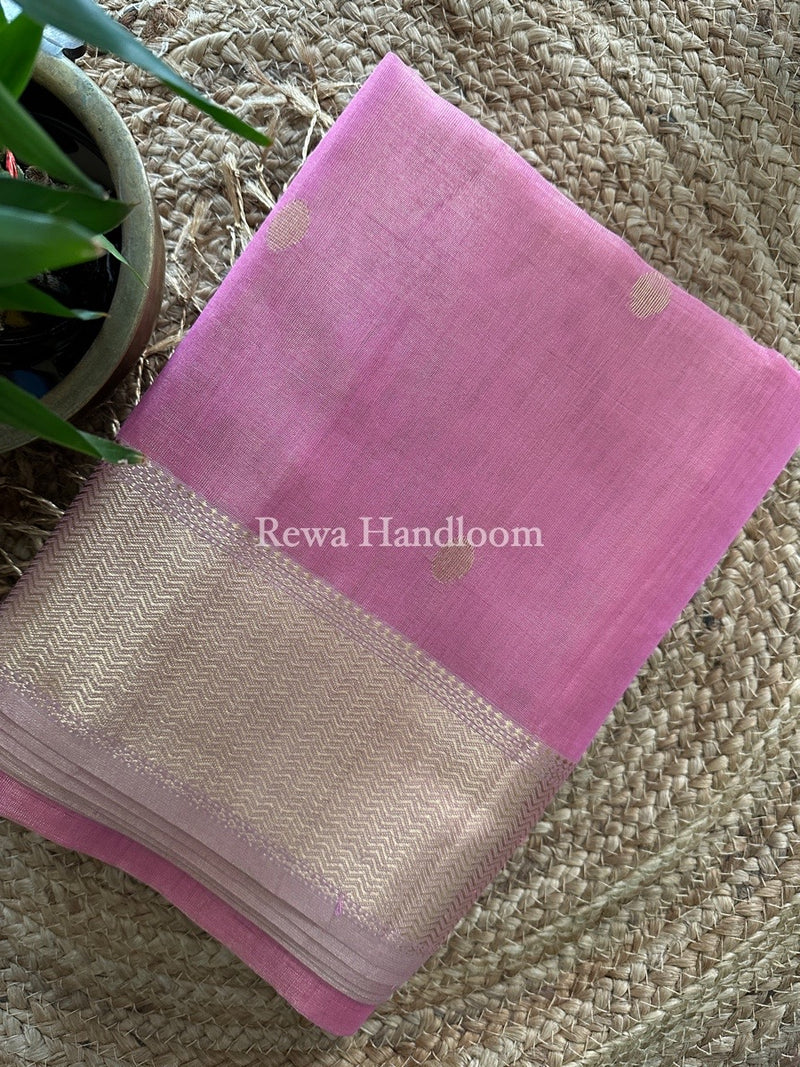 Maheshwari Baby Pink Tissue Butti Saree TBBS046