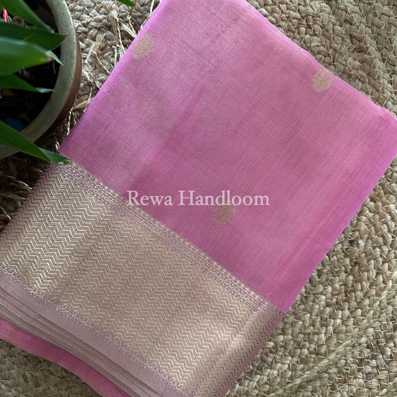 Maheshwari Baby Pink Tissue Butti Saree TBBS046
