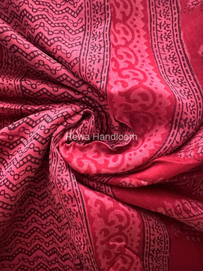 Maheshwari Dark Fuchsia Bagh Print Small Border Saree MTBS041