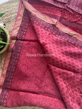 Maheshwari Dark Fuchsia Bagh Print Small Border Saree MTBS041