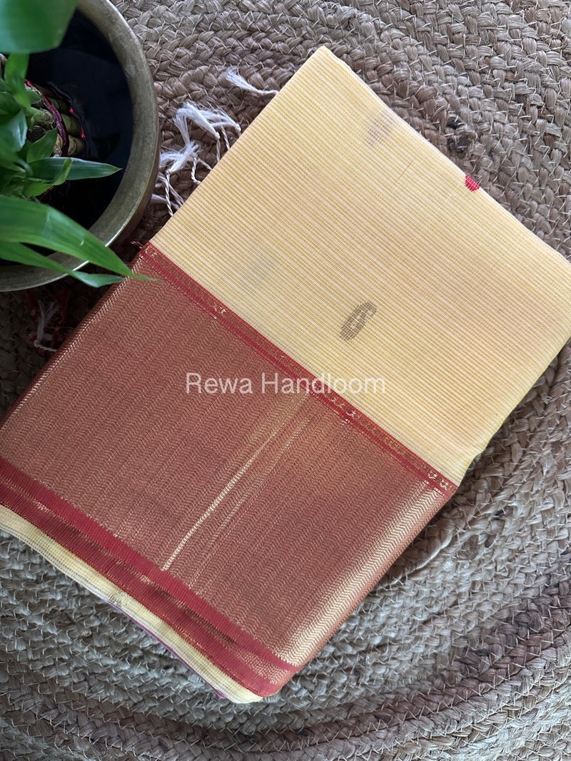 Maheshwari Yellow Golden Butti Saree SBP005