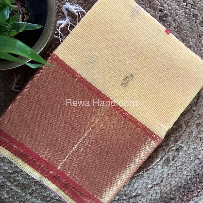 Maheshwari Yellow Golden Butti Saree SBP005