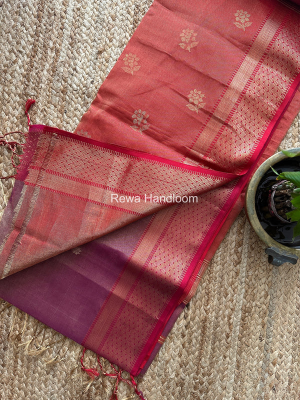 Maheshwari Magenta Tissue Butti Saree TBBS0120