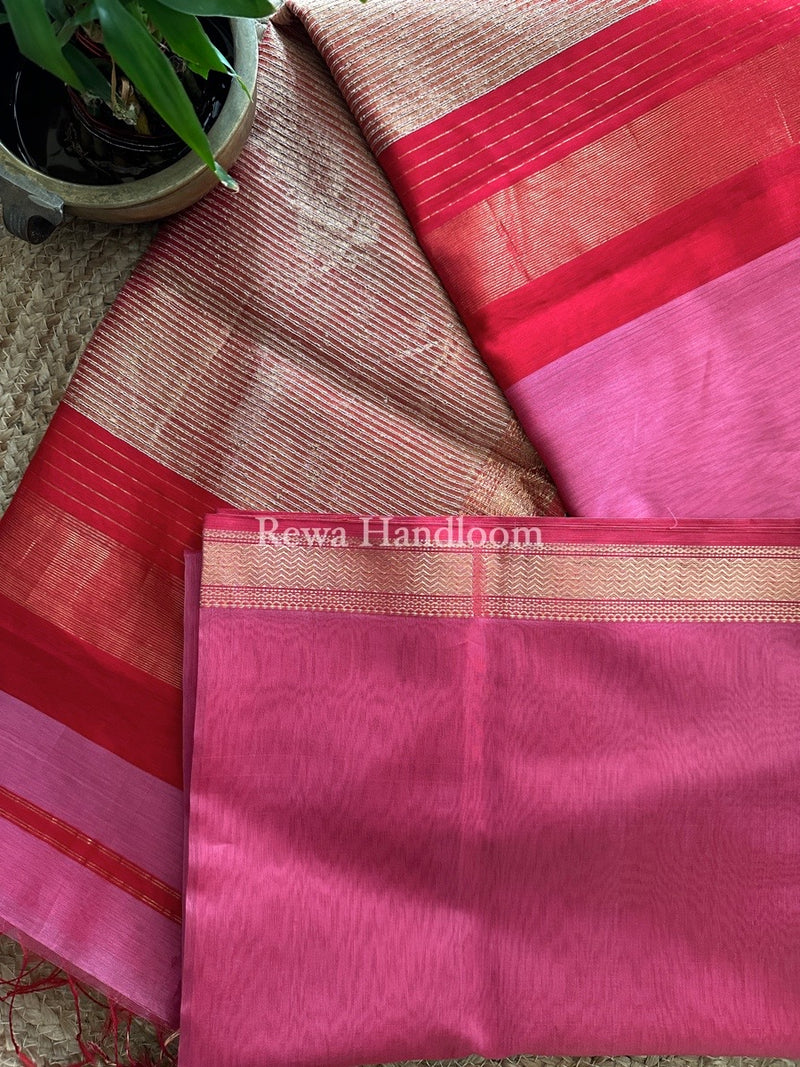 Maheshwari Pink Gichha Pallu Saree GP039