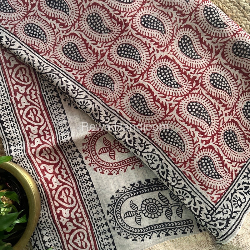 Maheshwari Bagh Print Small Border Saree